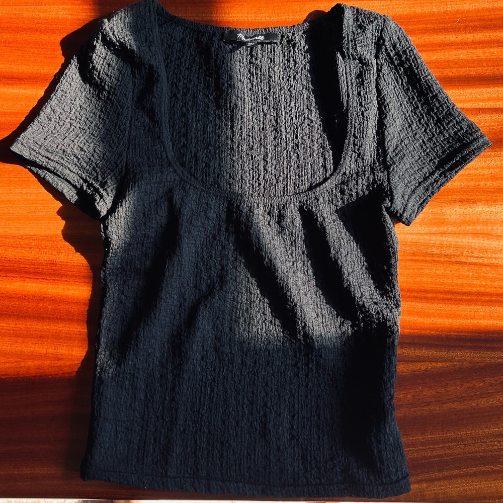 Madewell Black Short-Sleeve Crop Top - Never Worn!